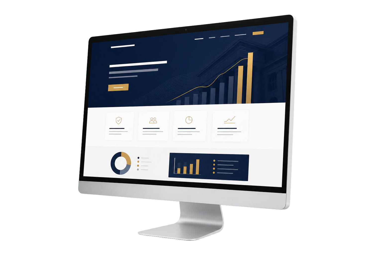 Site profissional exibido em computador desktop